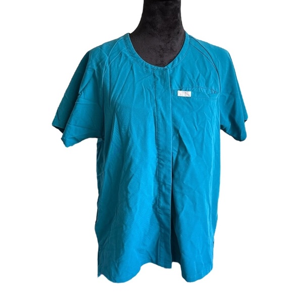 FIGS Yola Scrub Top | Technical Collection | Size Small | Pacific Blue - Picture 1 of 11